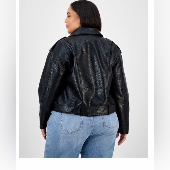 NWT Jou Jou Black Faux Leather Moto Biker Jacket Plus Size 3X Curve - Picture 2 of 5